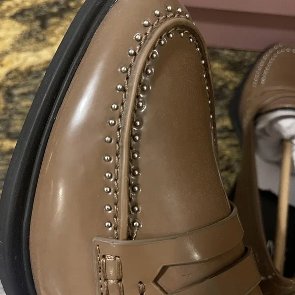 Franco Sarto A-Eden Studs Shoes Womens Size 7 Brown Loafers Studded J0852S1200 - Picture 12 of 16